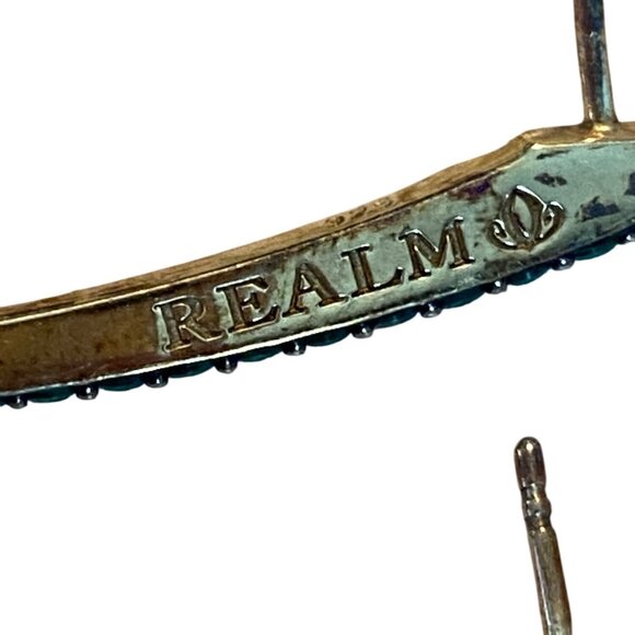 Gold & Teal Realm Drop Earrings With Embellished Crystals For Women - Picture 4 of 7